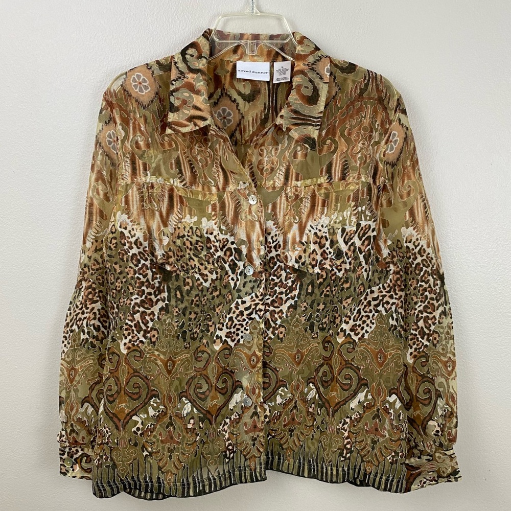 Alfred Dunner Animal Print Button Down Top